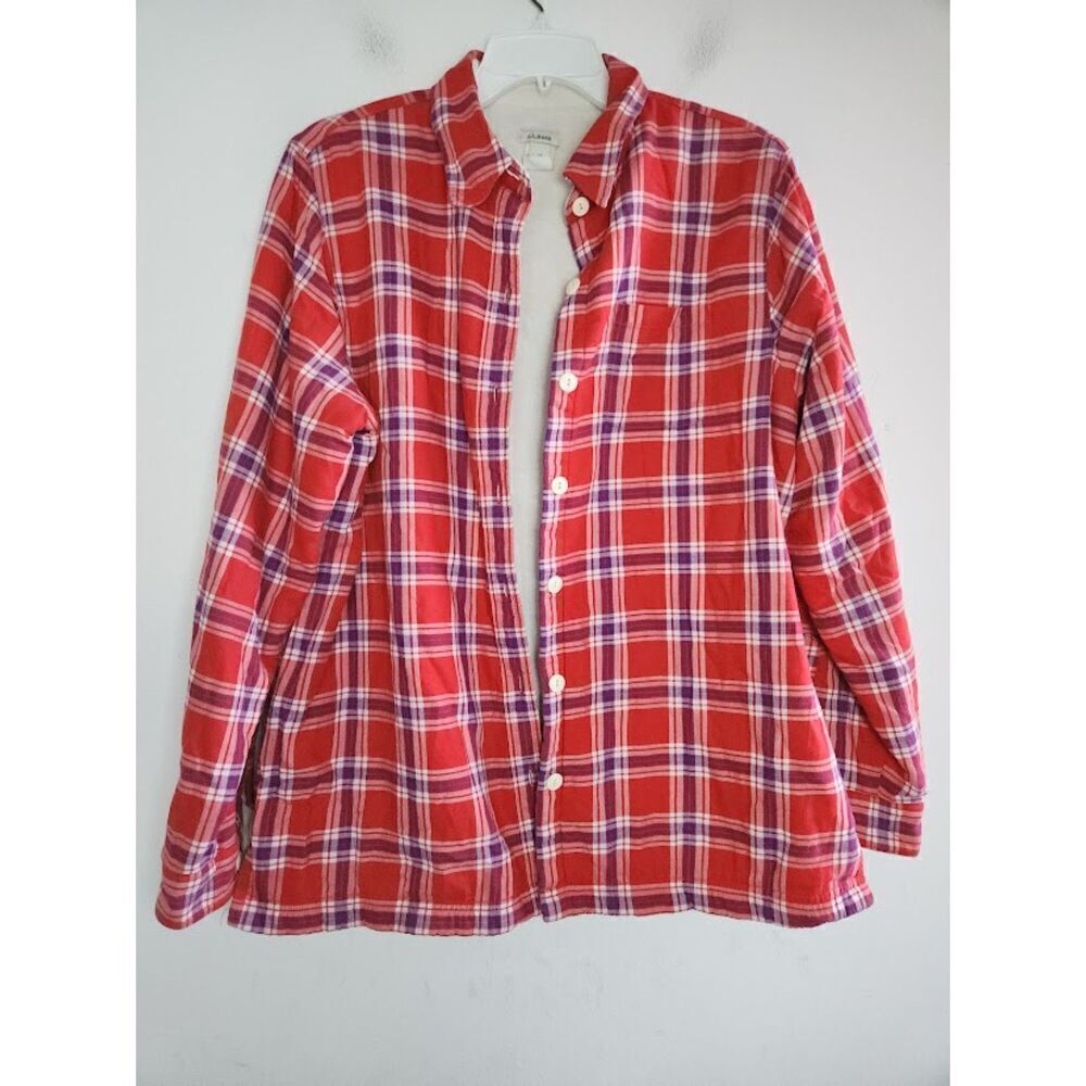 L.L.Bean Women Red Blue Plaid Fleece Lined Flannel Shacket (Jacket/Shirt) Medium - Picture 11 of 11